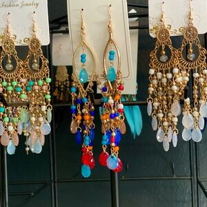 Vibrant Gold and Multicolor Beaded Earrings